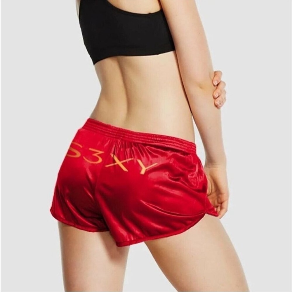 NWT Tesla Short Shorts Red Satin SEXY shorts Large L